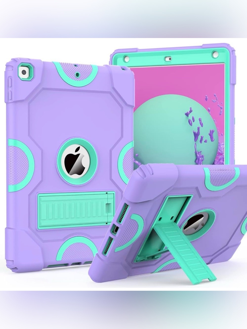 NWOT ZoneFoker Lavender & Mint Heavy-Duty Rugged Shockproof Case iPad 9th Gen
